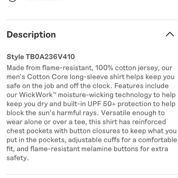 New! Men's Timberland PRO® Cotton Core Flame-Resistant Shirt - Picture 6 of 8